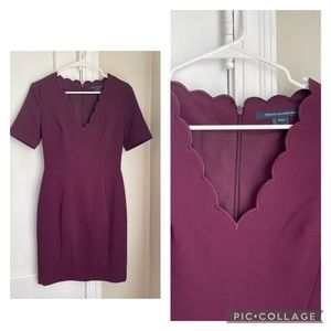 French Connection purple scallop neck dress size 2